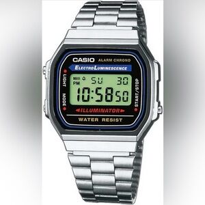 Casio Men's Vintage A168WA-1 Electro Luminescence Watch 7-Year Battery (J65)